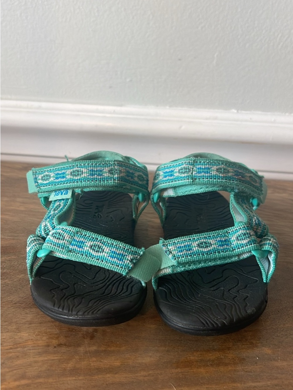 Teva Teal Patterned Adjustable Kids Sandals